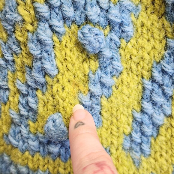 Vtg 90s Express Tricot Womens Oversized S 100% Wool Snowflake Apres Ski Sweater - Picture 7 of 8